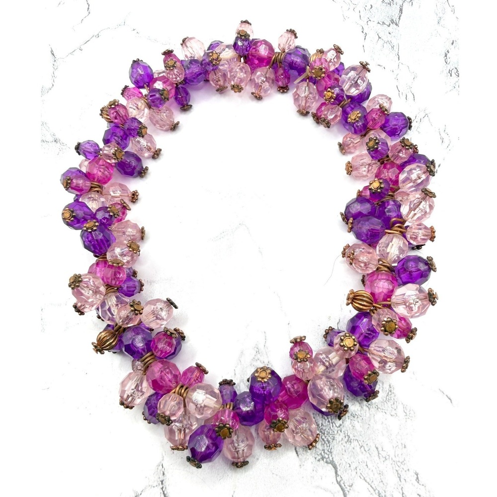 Aria Purple Pink Beaded Dog Necklace Large 12" Pet Jewelry Gift New on Card